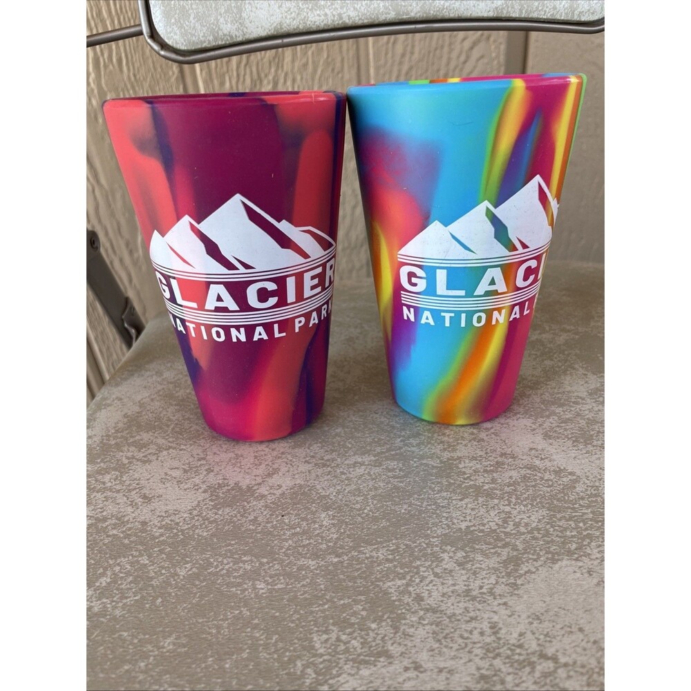 X2 Lot Glacier National Park Soft Silicone Tumbler 16oz Tie Dye Silipint 6”